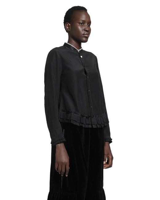 Renli Su Black Silk And Cotton Fitted Blouse