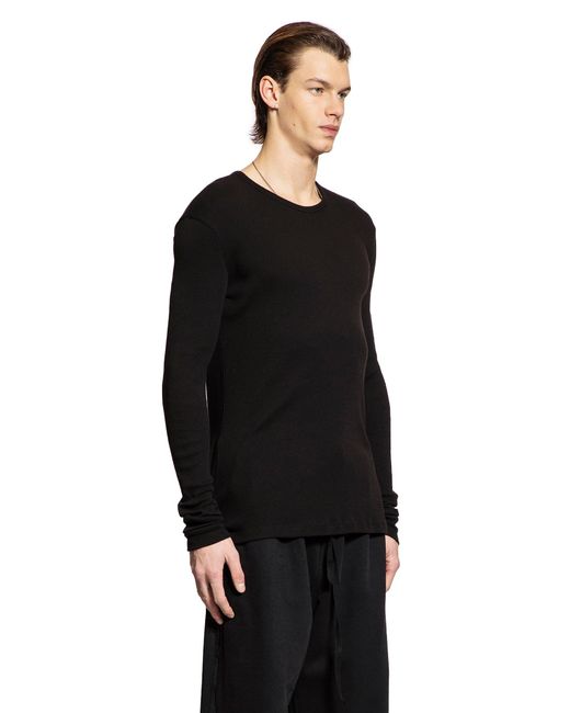 Ann Demeulemeester Black Greg Long Sleeve T-shirt In Cotton Rib Jersey for men