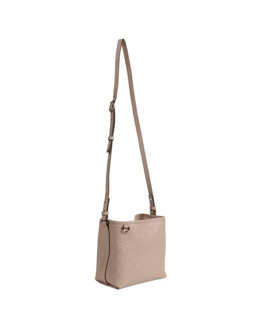 Gucci Natural Gg Emblem Small Bucket Bag