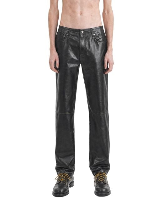 MM6 by Maison Margiela Gray Leather-Effect Trousers for men