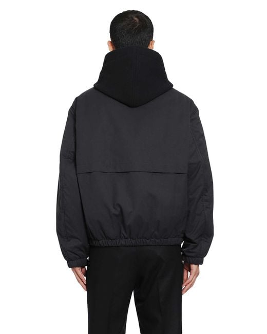 SALON C. LUNDMAN Black Hooded Bomber for men