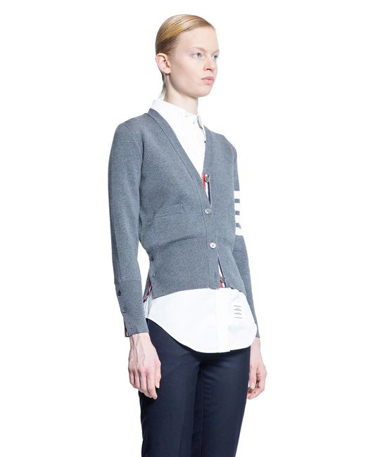 Thom Browne Blue Wool 4-Bar V-Neck Cardigan