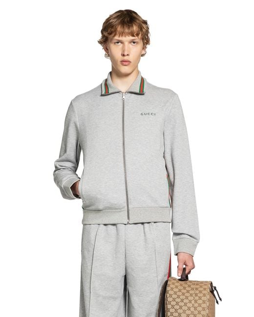 Gucci Piqué Track Jacket in Gray for Men | Lyst