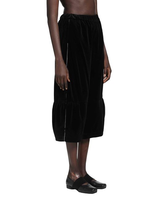 Renli Su Black Cropped Velvet Trousers