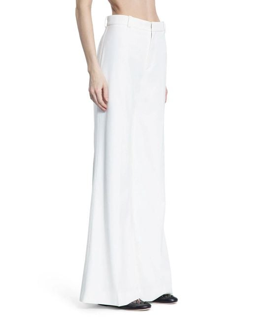 Chloé White Flared Trousers In Grain De Poudre