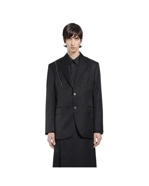 Simone Rocha Black Structured Slash Blazer With Daisy for men