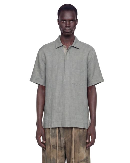 Ziggy Chen Gray Spread Collar T-Shirt for men