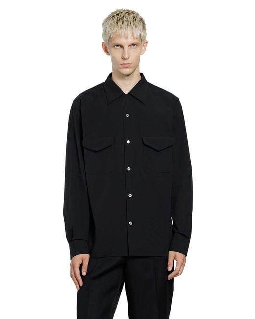 TAIGA TAKAHASHI Black Lot 101 Open Collar Shirt for men