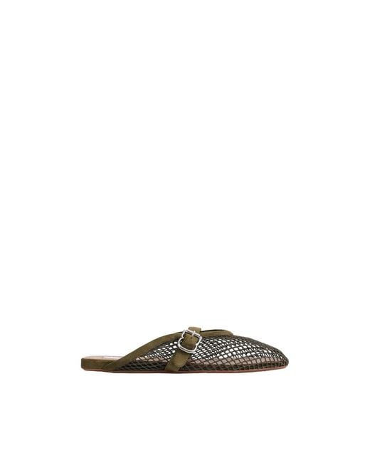 Alaïa Brown Finishnet Flat Mules