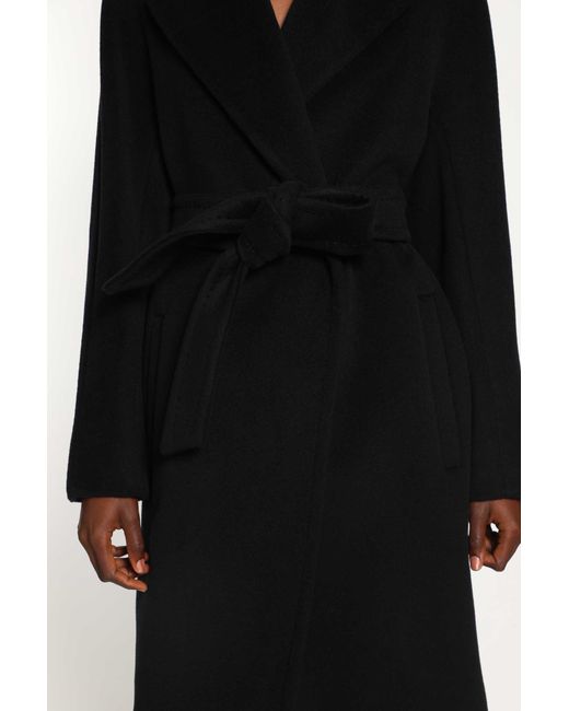 Max Mara Black Wool Beaver Cloth Robe Coat