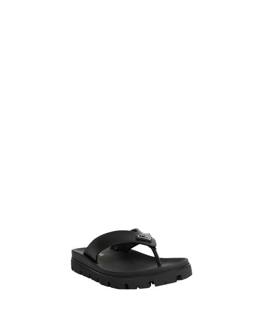 Prada Black Leatherthong Sandals for men