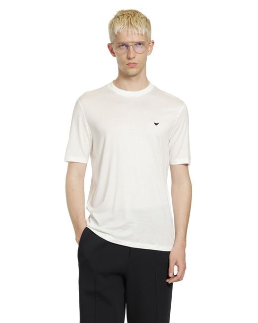 Emporio Armani White Cotton Blend T-Shirt for men
