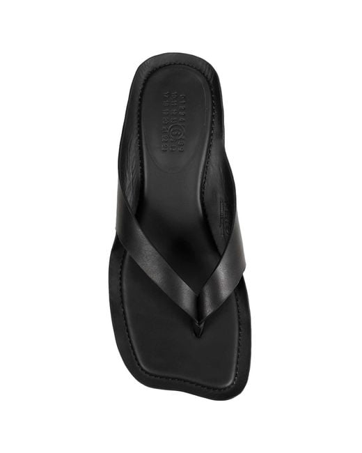 MM6 by Maison Margiela Black Anatomic Leather Flip Flop Mules