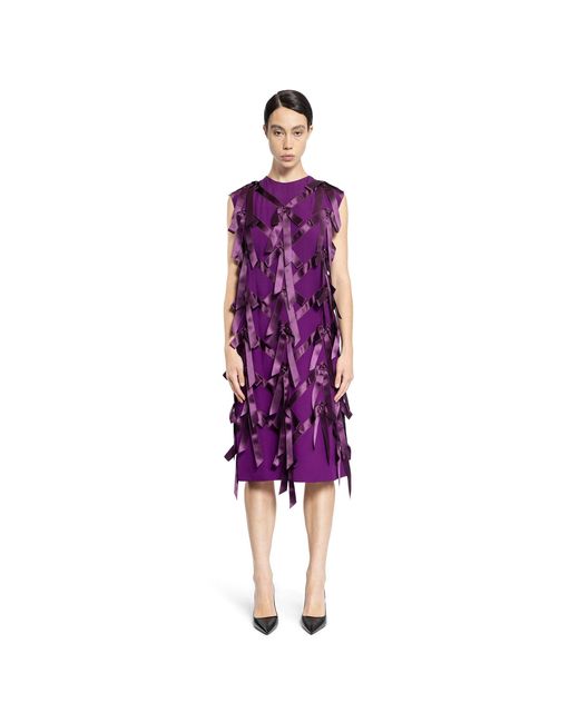 Prada Purple Sablé Dress With Bows