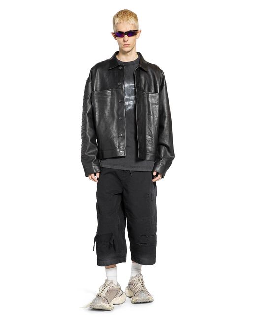 Balenciaga Black Shirt Leather Jacket for men