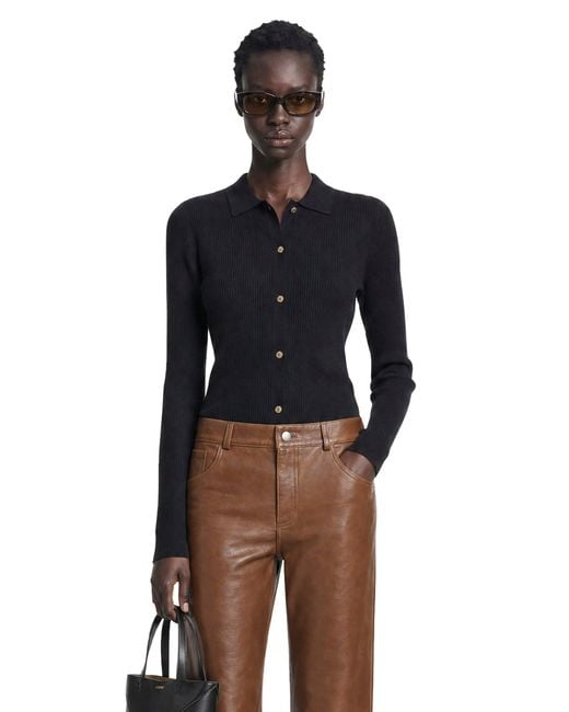Max Mara Black Woollen Yarn Fitted Cardigan