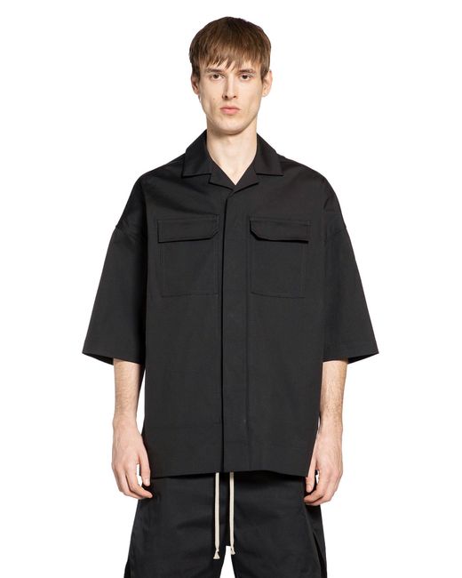 Rick Owens Black Oversized Buttoned Shirt for men
