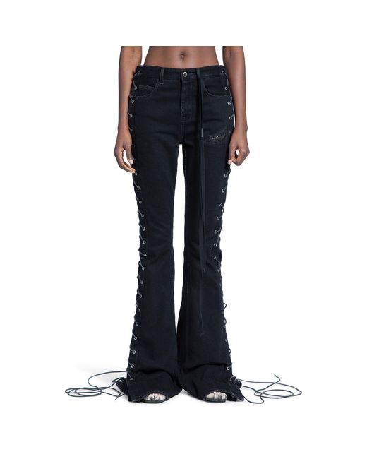 Ann Demeulemeester Blue Treze Lace-Up Bootcut Jeans