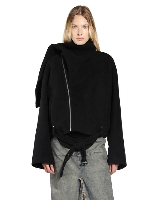 Rick Owens Black Concordia Cropped Scarf Flight Jacket Clothing