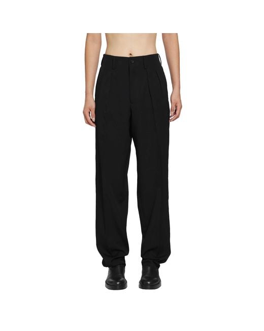 Yohji Yamamoto Black Suit Gabardine-Tuck Pants for men