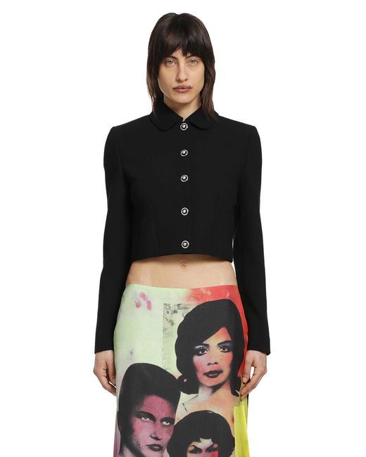 Versace Black Double Wool Crop Jacket