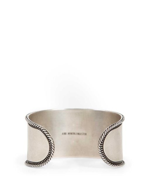 Ann Demeulemeester Gray Luba Small Cabochon Engraved Cuff Bracelet for men