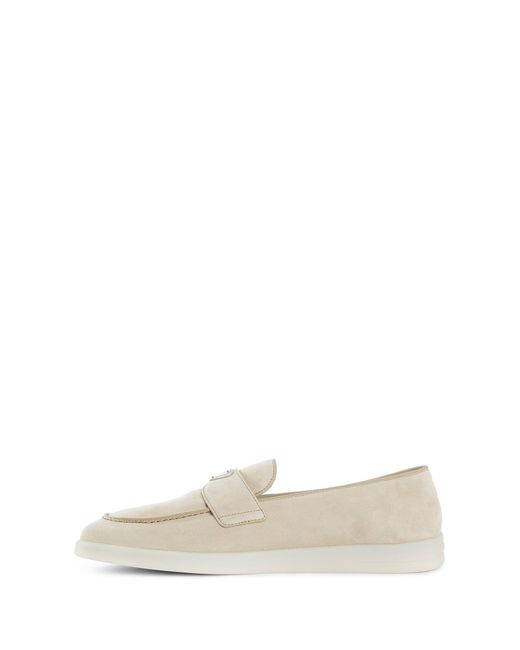 Prada White Saint-Tropez Suede Loafers for men