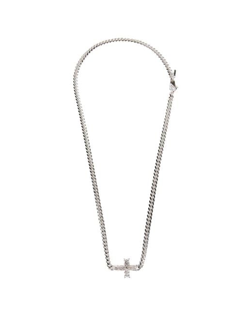 Emanuele Bicocchi Metallic Notre Dame Cross Chain Necklace for men