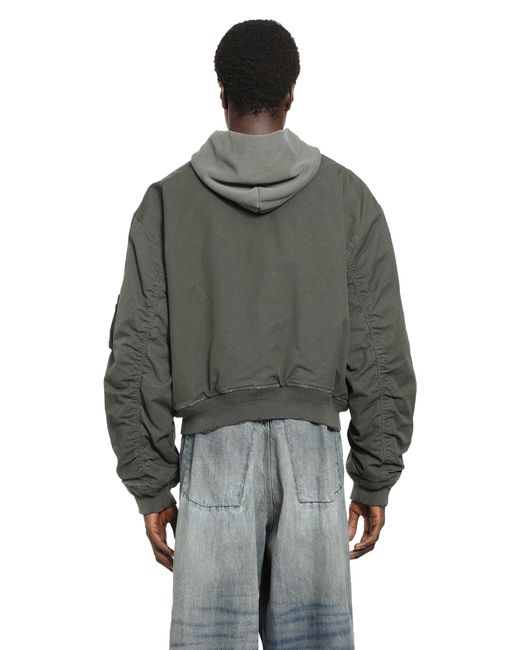Balenciaga Gray Hooded Standard Bomber Jacket for men