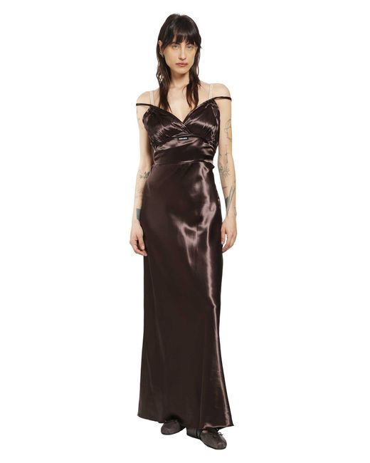 Miu Miu Brown Long Satin Dress