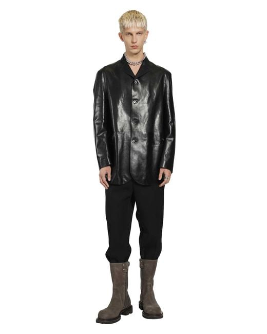 Jil Sander Black Soft Leather Jacket for men
