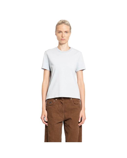 Prada White Straight Fit Jersey T-Shirt
