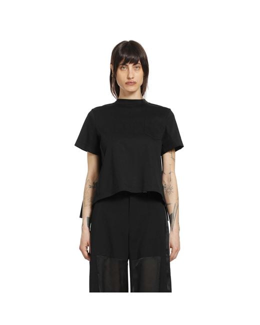 Sacai Black Poplin X Cotton Jersey T-Shirt
