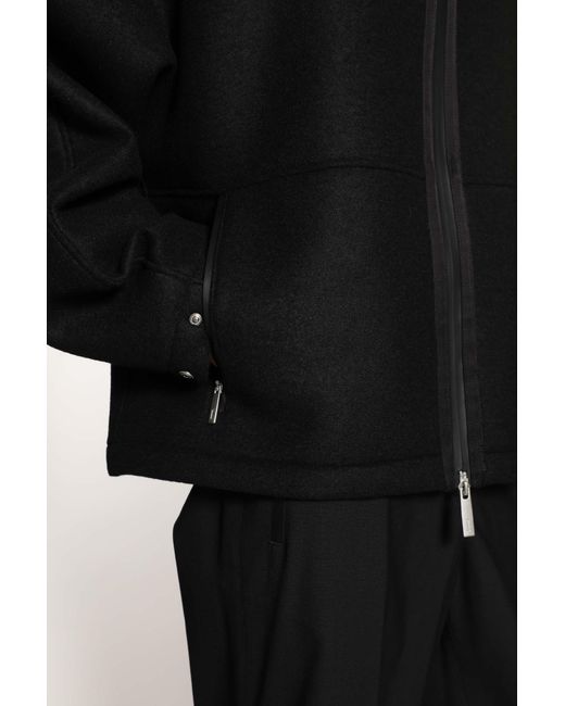 Herno Black Felt Zip-up Jacket for men