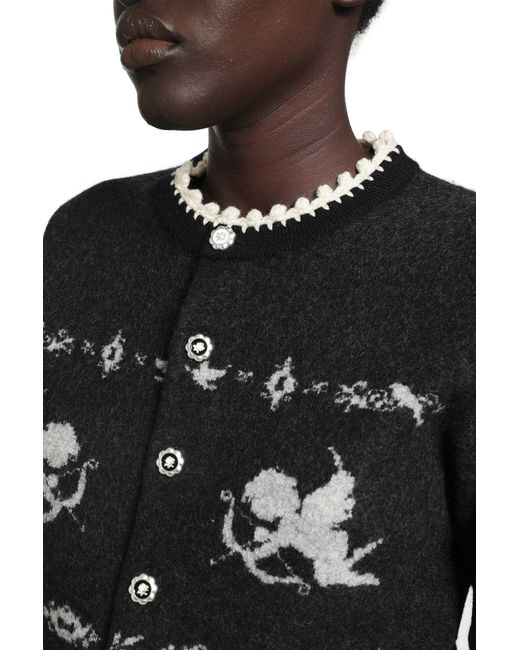 Renli Su Black Romantic Angel Wool Cardigan