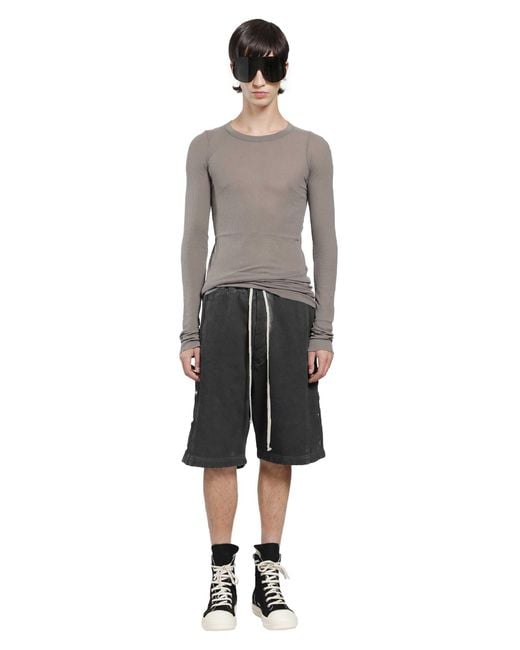 Rick Owens Gray Tower Wide Pusher Shorts for men