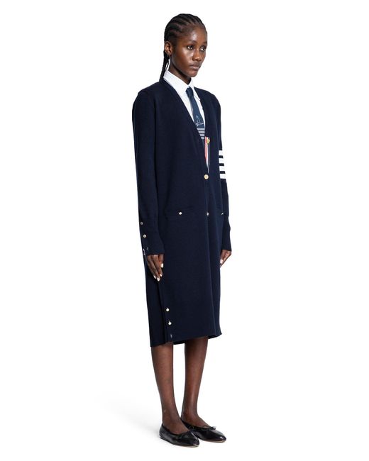 Thom Browne Blue 4-Bar Long Cardigan
