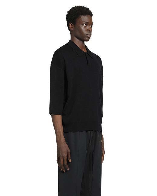 Fear Of God Black Signature 3/4 Sleeve 90S Knit Polo for men