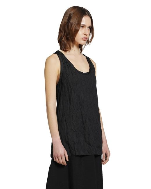 Totême Black Crinkled Cotton Tank Top