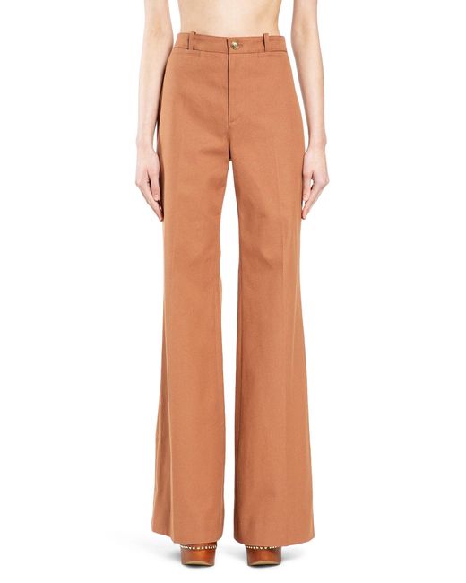 Chloé Orange Flared Cotton Canvas Trousers