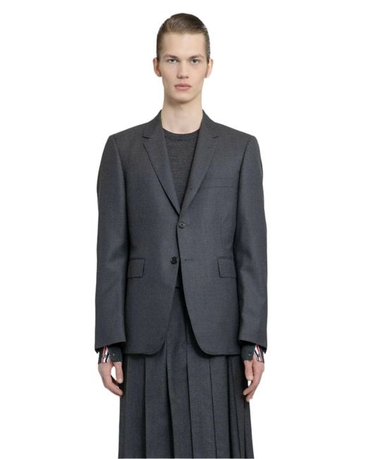 Thom Browne Gray Super 120's Twill Classic Sports Blazer for men