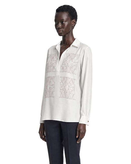 Max Mara White Marabesque Silk Twill Shirt
