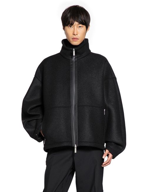Herno Black Felt Zip-up Jacket for men