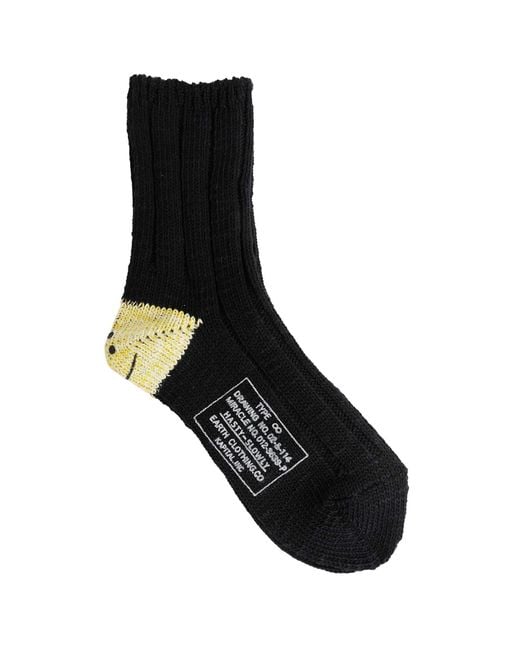 Kapital Black Rainbowy Happy Heel Socks for men