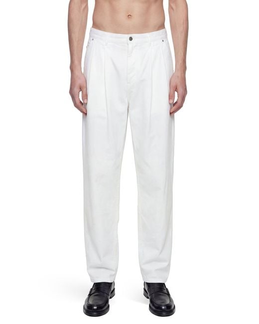Hed Mayner White Pleated Denim Pants for men