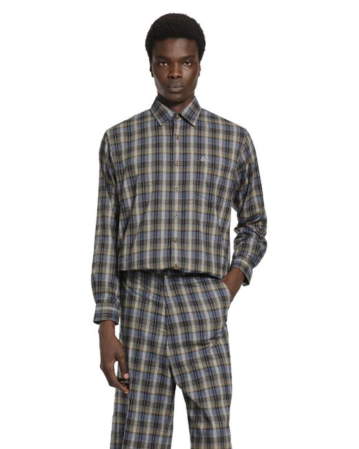 ERL Gray Checked Woven Shirt for men