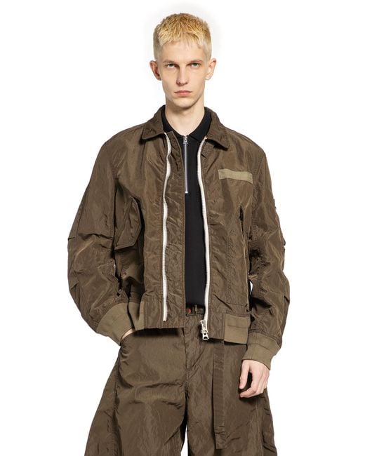Sacai Brown Treated Nylon Twill Blouson for men
