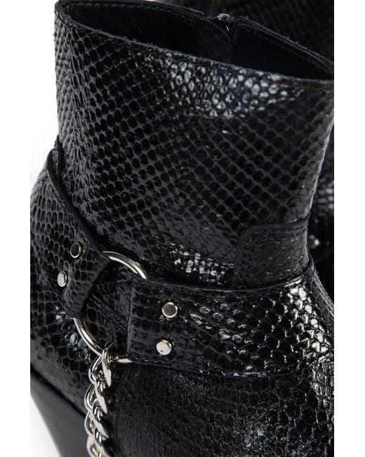 Junya Watanabe Black Snake Print Texas Ankle Boots