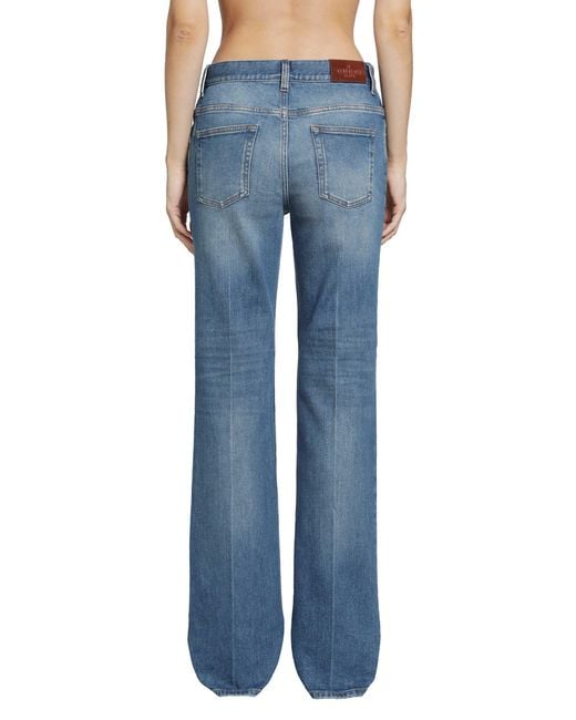 Gucci Blue Flared Stretch Cotton Denim Jeans