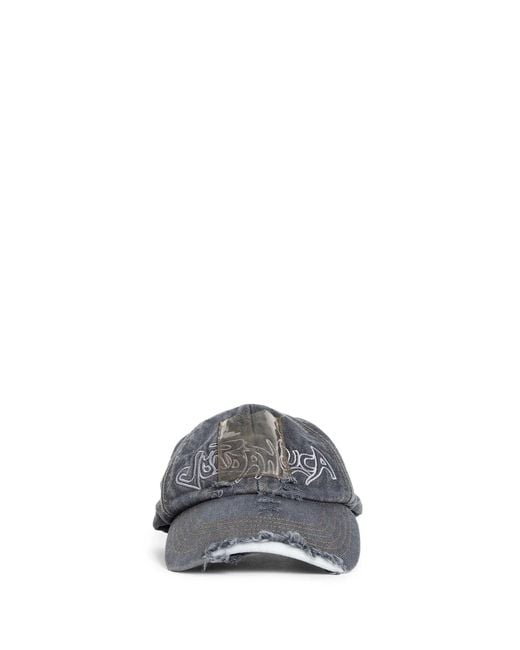 JORDANLUCA Gray Distressed Denim Baseball Cap for men